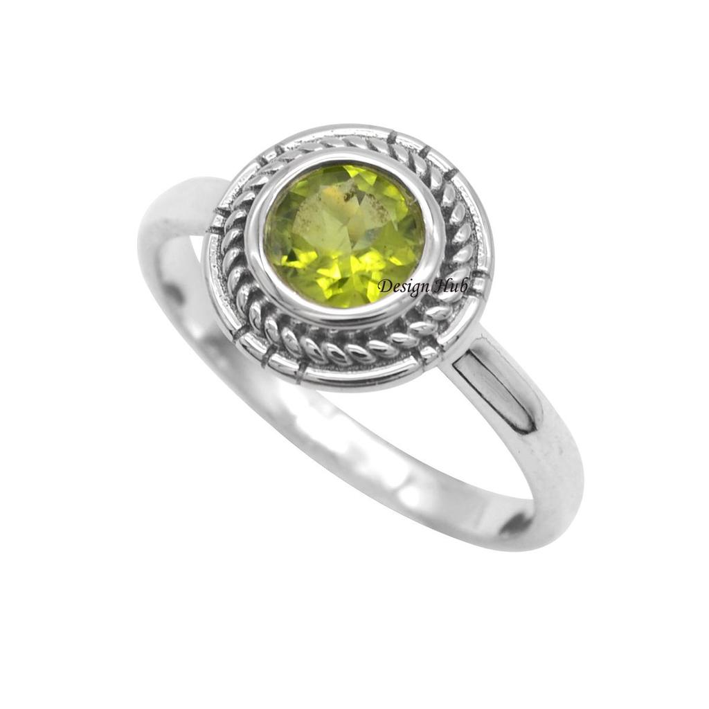 Peridot Gemstone Solid 925 Sterling Silver Jewelry Statement Ring For Christmas Gift