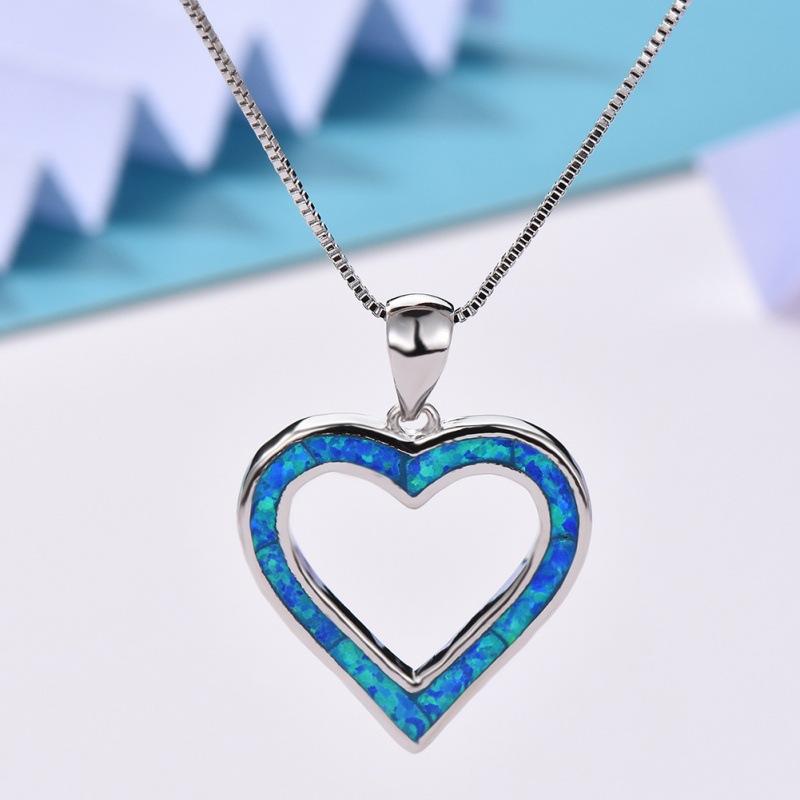 Blue Opal Pendant Tide Creative Sweater Chain Collarbone Chain Necklace