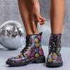 Street Fashion Graffiti Goth Women's Shoes  Autumn and Winter High Top Women's Boots Thick Sole Anti-Slip Motorcycle Boots