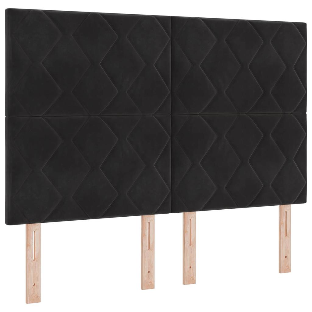Box Spring Bed with Mattress Black 140 x 190 cm Velvet