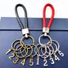 Кожаный шнурок Металлический номер Брелок для мужчин и женщин - Бирка для ключей от машины и отеля