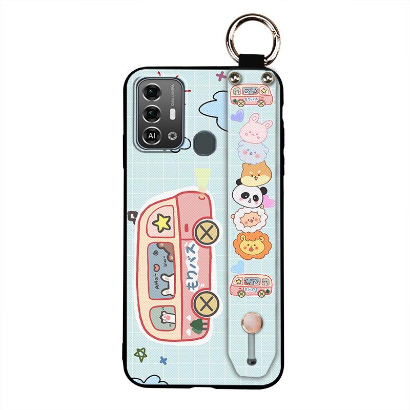 Kickstand Fashion Design Phone Case For ZTE Blade A53 Pro Cartoon Back Cover Shockproof Wrist Strap Anti-dust Wristband