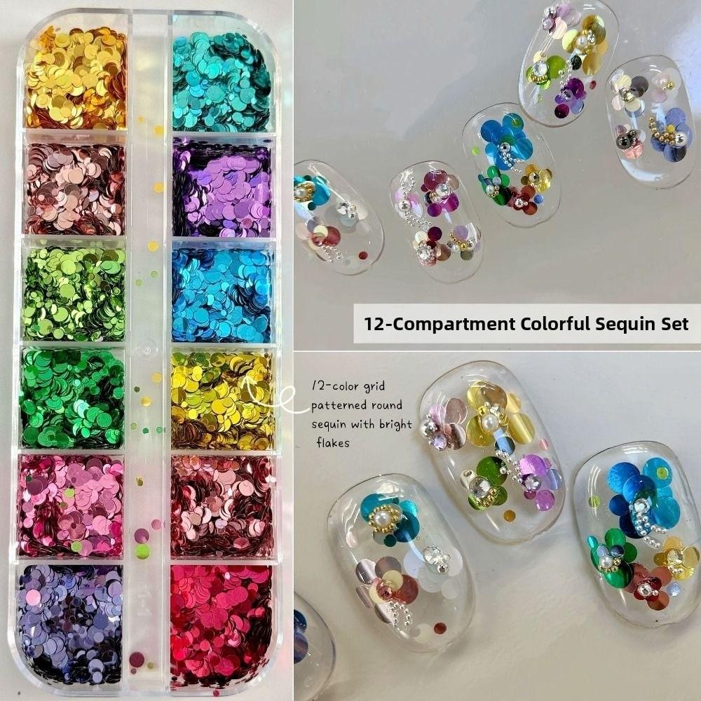 Colorful Glitter Nail Accessories 12-Grid Nail Charms Nail Salon