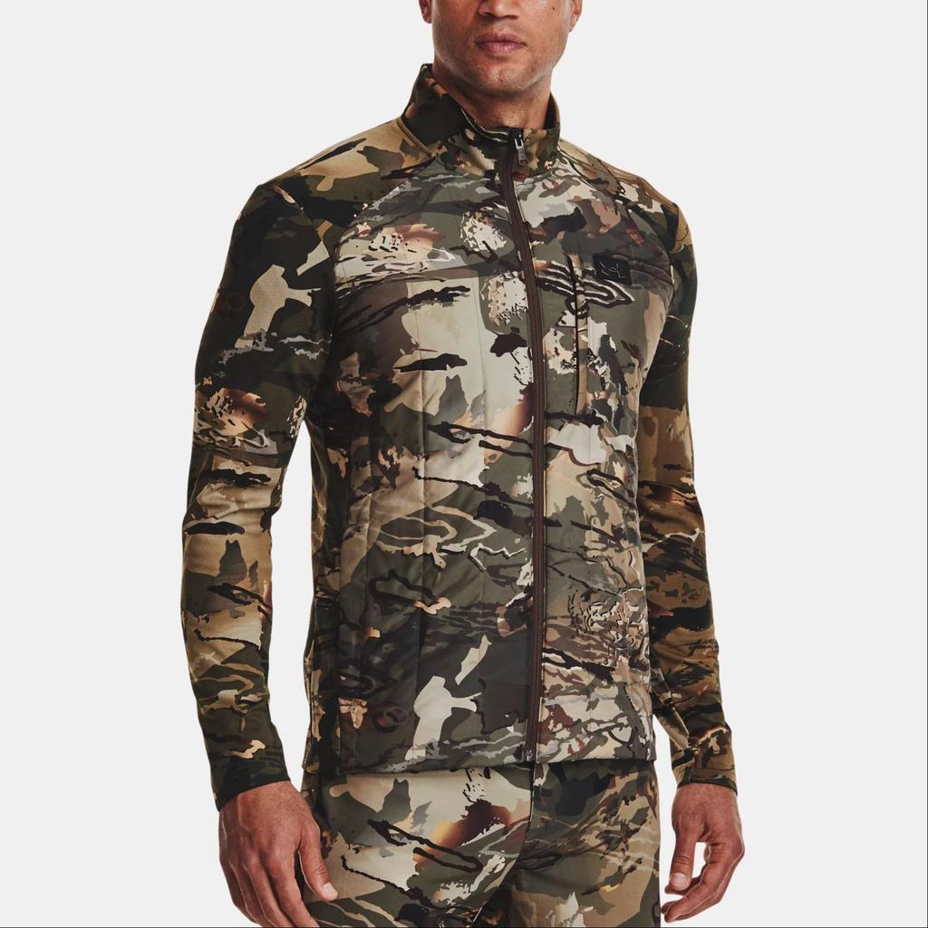 Under Armour Мужская куртка UA Sprint с камуфляжным принтом и воротником-стойкой, с длинным рукавом, цвет оливковый 1372597-994