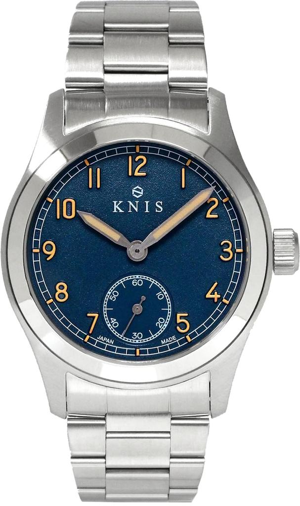 Часы KNIS Varnish Made in Japan, ретро-часы в стиле милитари, сапфировое стекло, водонепроницаемость 10 АТМ, ремешок из нержавеющей стали, синие мужские KN003-BLSS