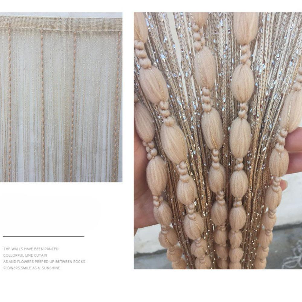 Дверная занавеска-струна 2 м x 1 м, плоская ленточная нить с мохнатыми кисточками, разделитель комнаты, домашний декор, занавеска с пайетками для дверного проема, дверные занавески-струны