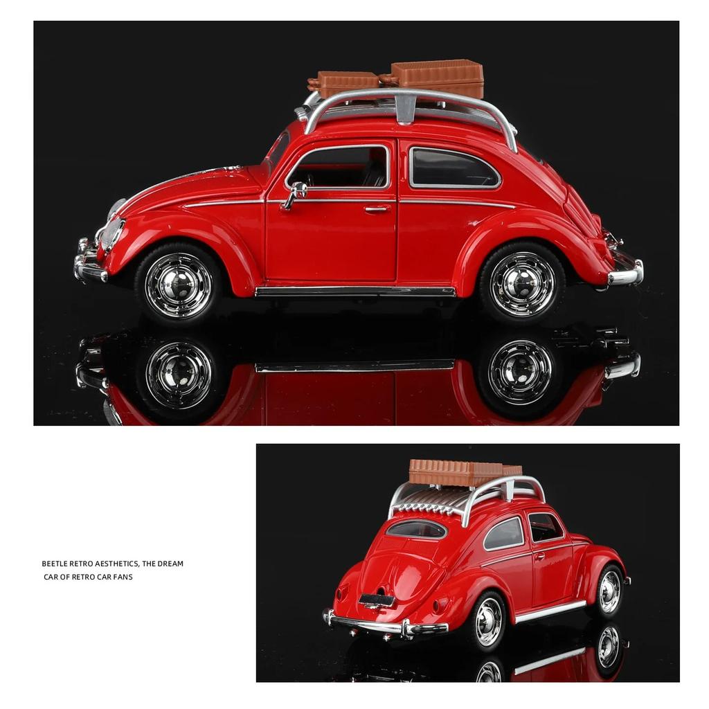 Travel Version 1/32 Beetle Alloy Classic Car Model Diecasts Metal Retro Vehicles Car Model Simulation Sound Light Kids Toys Gift