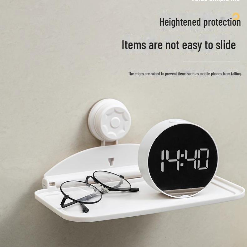 Складная настенная полка на присоске для ванной комнаты, туалета или прикроватного хранения мобильных телефонов.