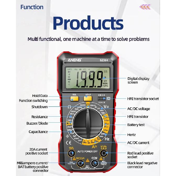 Portable Multimeter Tester ANENG SZ304+BT173 Battery Capacity Tester Universal Professional Kit Electrician/Household DIY Tools