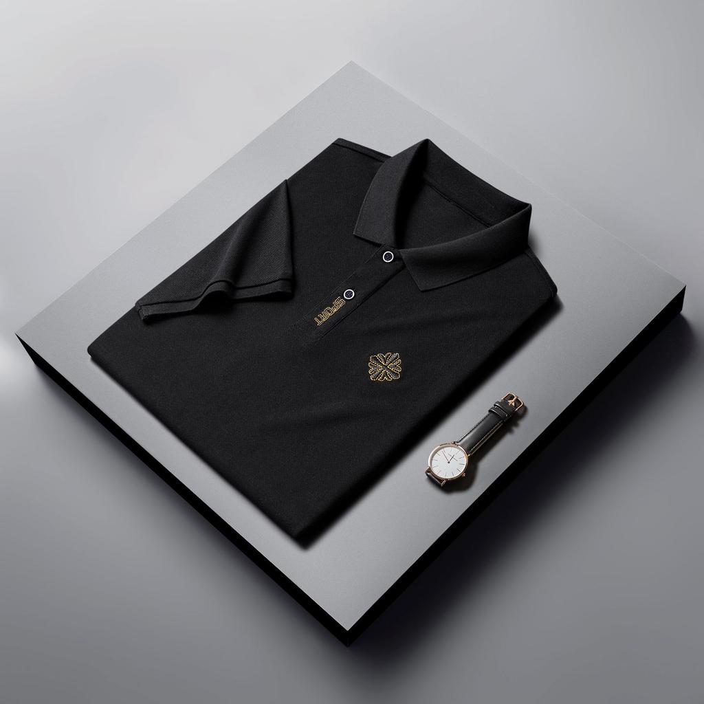 Мужская рубашка поло с короткими рукавами, свободная повседневная футболка с отворотами и короткими рукавами, тонкая и дышащая.