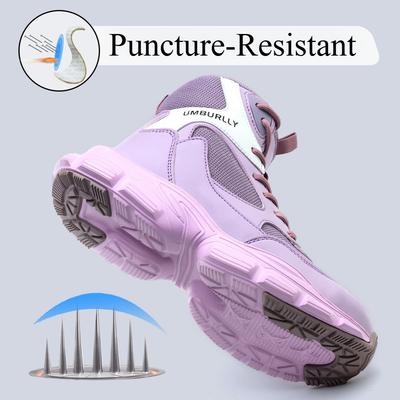 Модные женские кроссовки с высоким верхом, защитные, со стальным подноском, устойчивые к проколам, рабочие ботинки, сетчатые, нескользящие, для промышленного комфорта при ношении в течение всего дня