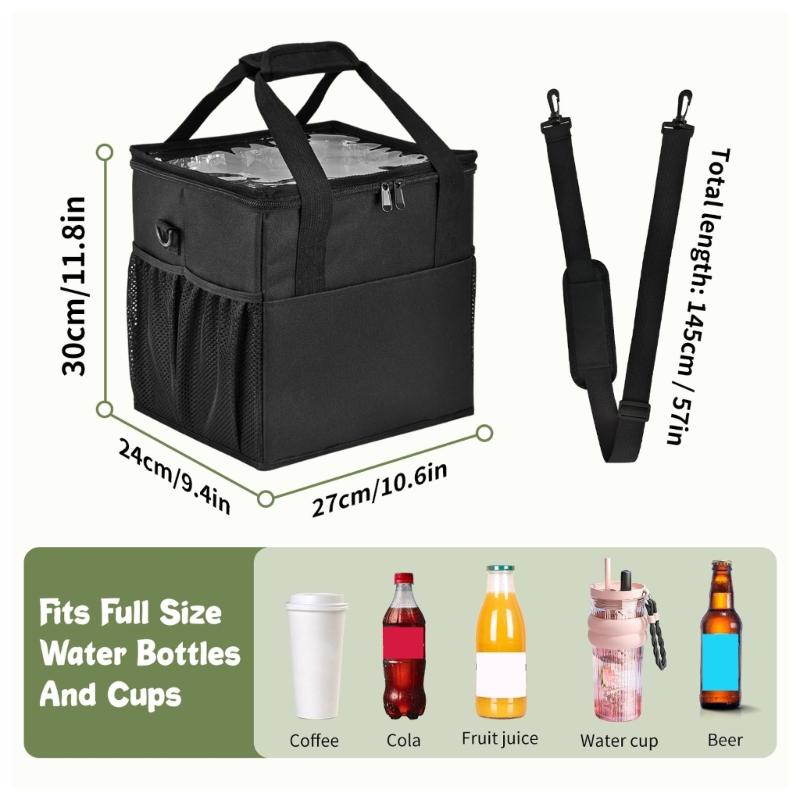 Water Resistant Nylon Beverages Bag Adjustable Compartments Foldable Portable Multiple Carry