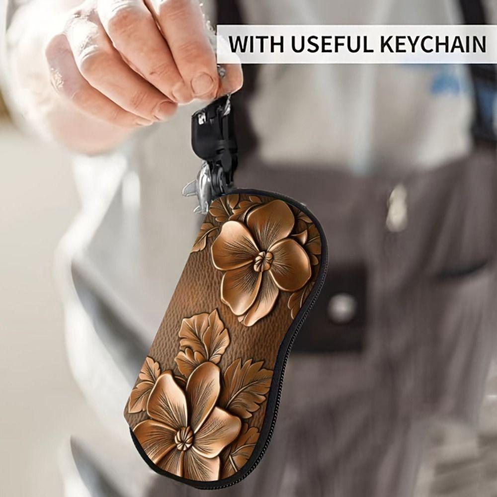 Hanging Sunglasses Storage Bag Leather Sunglasses Holder Butterfly Print Eyeglass Case Women