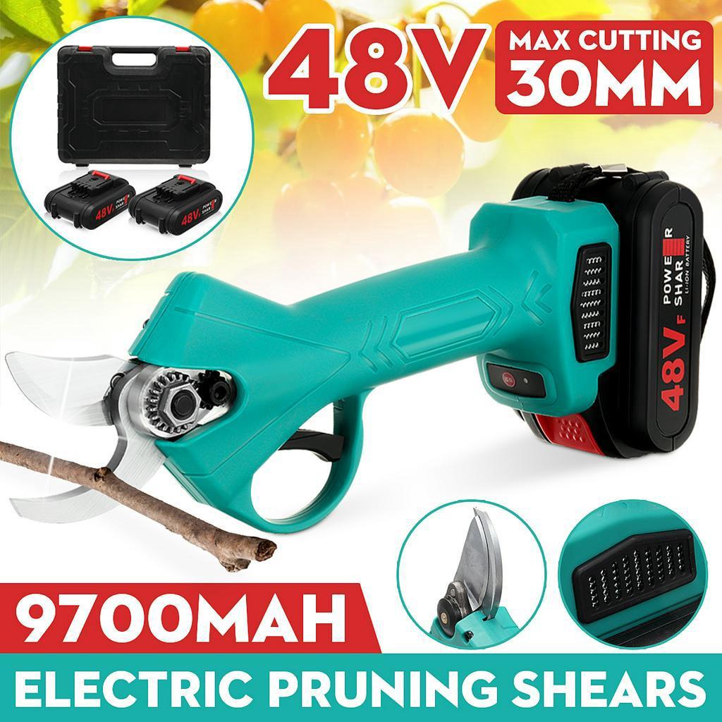 Электрические секаторы, 48 В, 30 мм, перезаряжаемый секатор-триммер с литий-ионным аккумулятором, беспроводной резак с острым лезвием, садовые ножницы