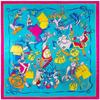Stylish 90*90cm Spring Colorful Printed Small Square Scarf Foulard Hijabs For Women
