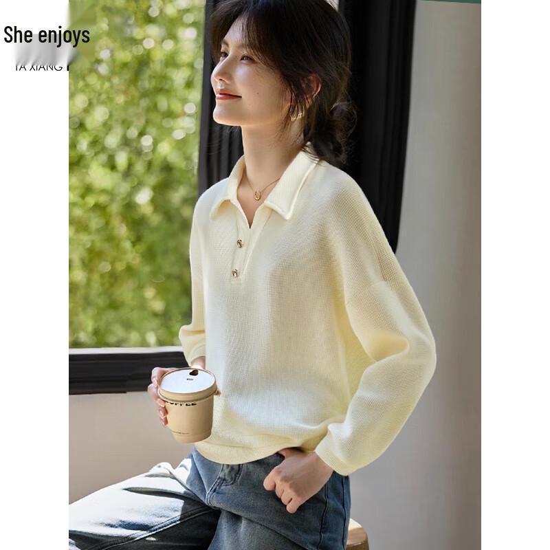 Women's Casual Polo Collar Long-Sleeve Sweatshirt