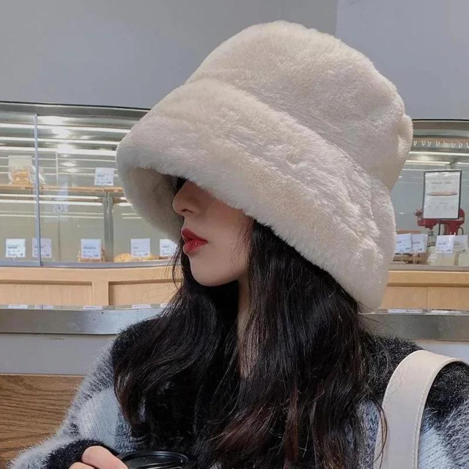 1 Pcs New Hat for Women In Winter Warm Imitation Mink Fur Fisherman Hat Korean Version Fashionable Versatile Bucket Hat