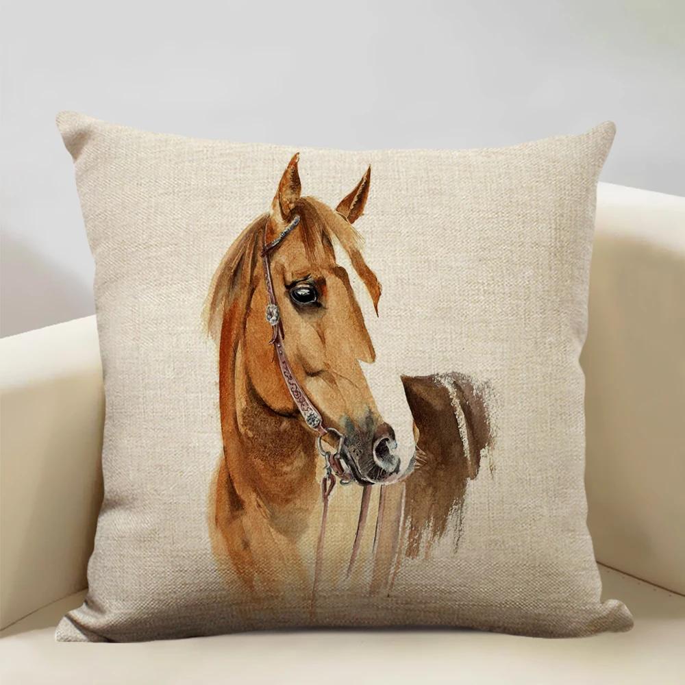 Акварельный Животное Лошадь Курица Ящерица Корова Антилопа Декоративная Наволочка 45x45см Чехол на Подушку для Дивана Домашний Декор