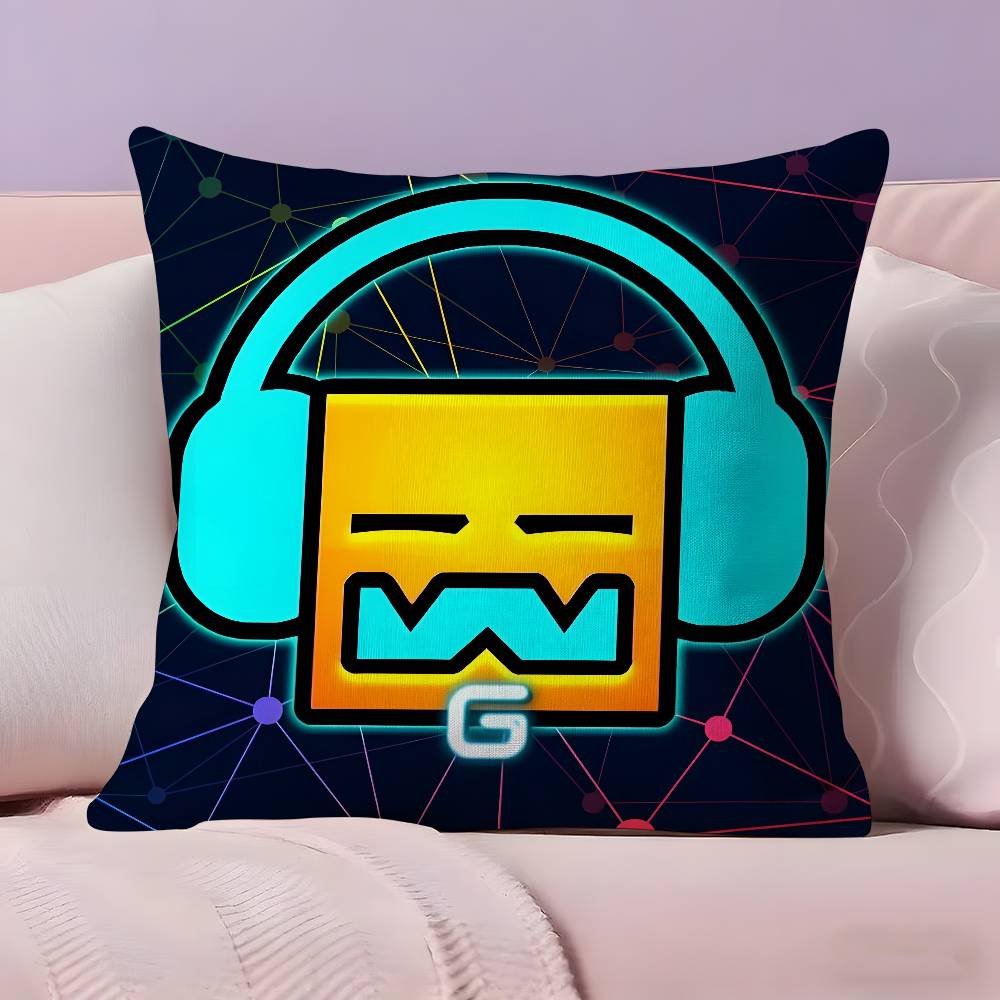 Игровая Подушка Geometry Dash Ультра Мягкая Кожевенно-Дружелюбная Ткань Облачный Комфорт и Скрытая Молния