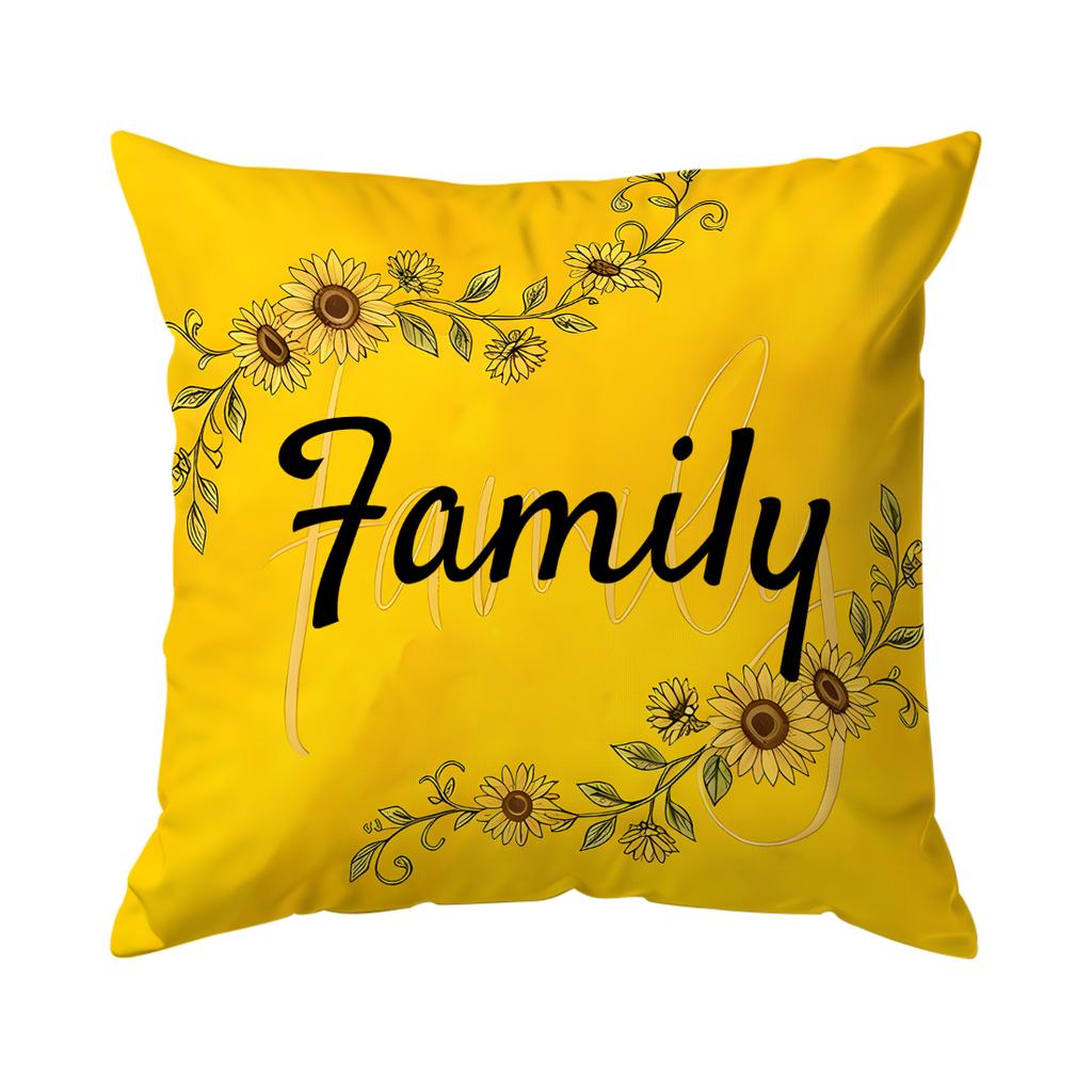 1/4Pcs Yellow Letters Sunflower Design Cushions Pillowcase Polyester Cushion Cover Throw Pillow Pillowcover Home Car Sofa Decor