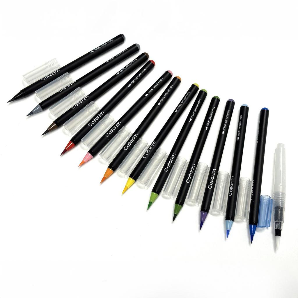 12 Colors Watercolor Brush Pens Set - Flexible Tip, Includes Water Brush & Travel Case