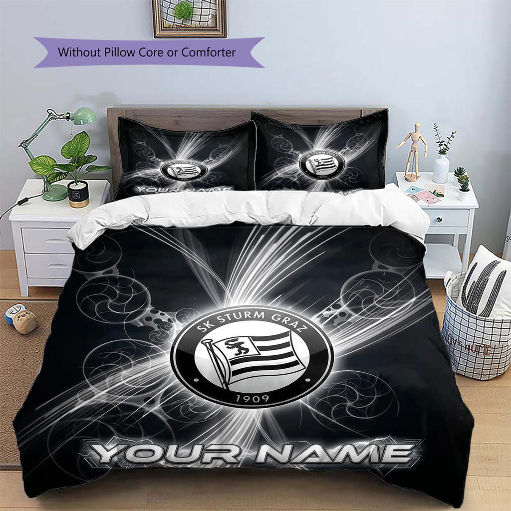 Custom Name SK Sturm Graz Pattern Bedding Quilt Set  Home Decoration  Gift (1 * duvet cover + 2 * pillowcase  without core)
