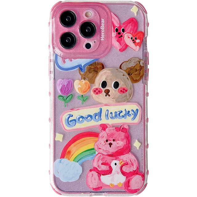 Прозрачный чехол с конфетами и сладким граффити для собаки и медведя для Iphone 13 12 11 14 Pro Max, блестящий защитный чехол в виде ракушки