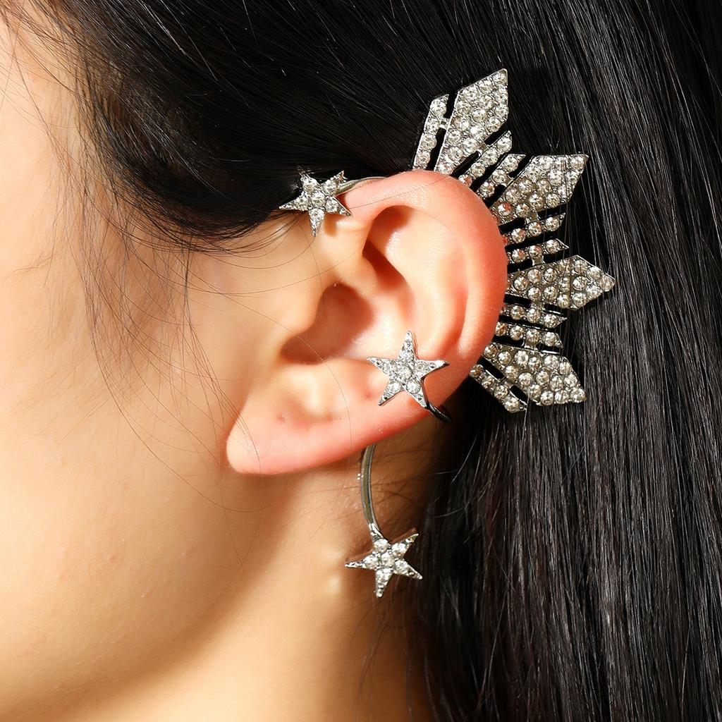 Модные персонализированные геометрические вспышки бриллиантовая пятиконечная звезда одиночные без проколотых сережек большие серьги с аксессуарами
