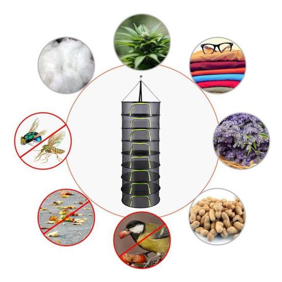 60 см складная сетка для сушки трав 2/4/6/8 слоев круглая сетка для сушки растений корзина с молнией прочная для использования в помещении и на открытом воздухе многоцелевая подвесная трава