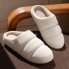 New High-end PU Leather Simple Slippers Autumn and Winter Indoor Couple Household Velvet Warm Non-slip Cotton Slippers