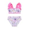 Детские купальники, топы с рюшами на бретелях, купальный костюм с принтом, комплект бикини из двух предметов для маленькой девочки
