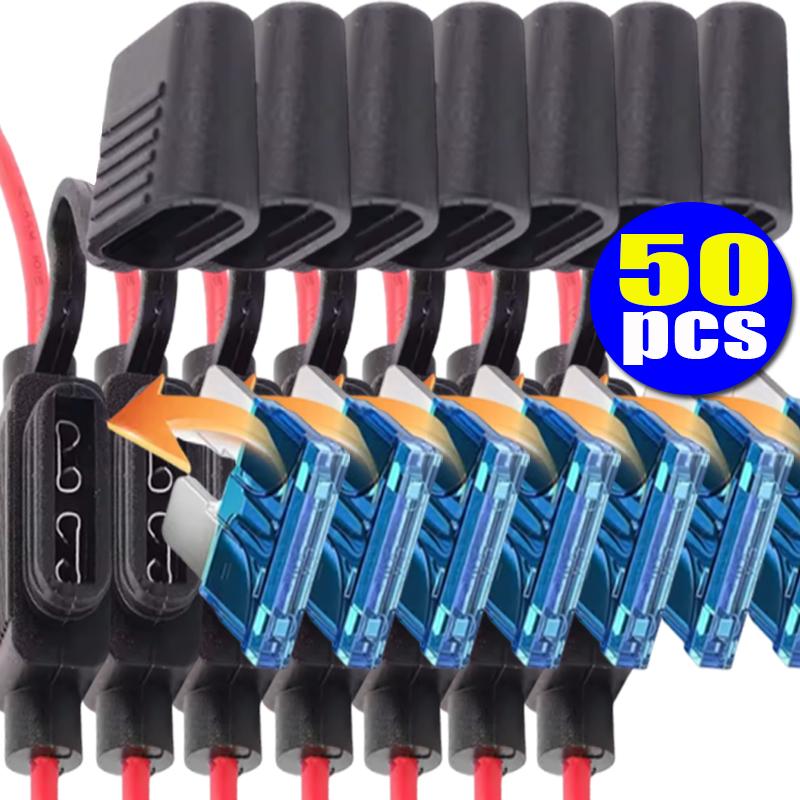 12V 30A in Line Cutoff Switch Socket Damp Proof Fuse Socket Car Mini Waterproof Fuse Box Blade Adapter Splash-proof Box 5-50Pcs Fuses4