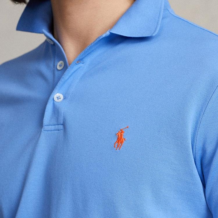 Polo Ralph Lauren SS22 Solid Micro Logo Slim Fit Short Sleeve Polo Shirt Men Tops Blue MNPOKNI1N821662-400