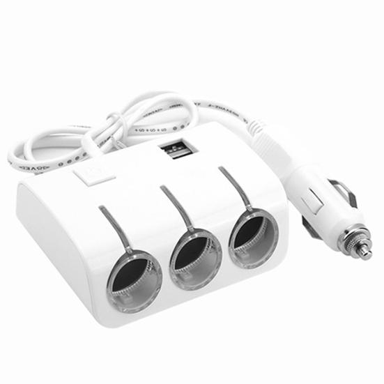Двойной USB-порт, 3 гнезда для прикуривателя, адаптер для автомобильного зарядного устройства для быстрой зарядки