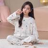 100% Cotton Girls Pajama Set Long Sleeve Round Neck Loose Fit Princess Style Kids Ages 8 Home Wear