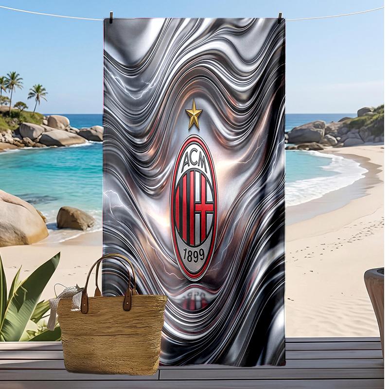 Пляжное полотенце с принтом AC Milan, быстросохнущее, мягкое, портативное, большое, прямоугольное, пляжное покрывало для путешествий, бассейна