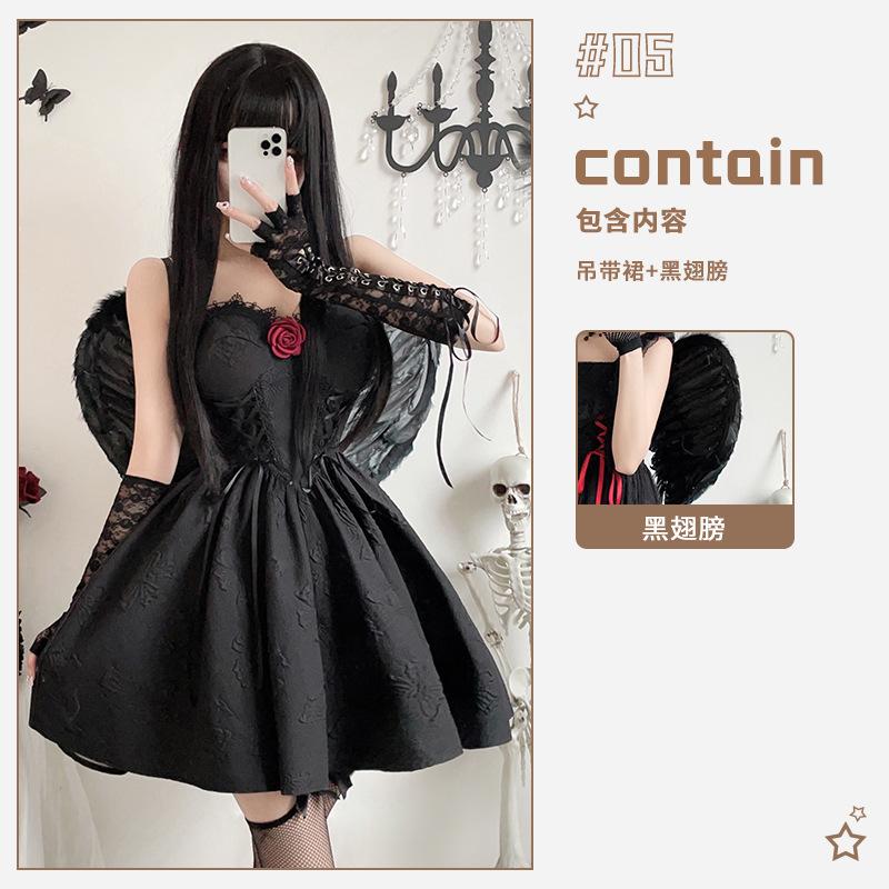 Темный готический костюм на Хэллоуин ведьма вампир черное платье свадебное платье ангела