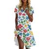 Women's Casual Fashion Stand Collar Floral Print Short Sleeve Dress