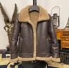 Men Bomber Winter Warm Thick  Fur Jacket.B3 Natural Sheepskin with Wool Coat Quality Genuine Shearling