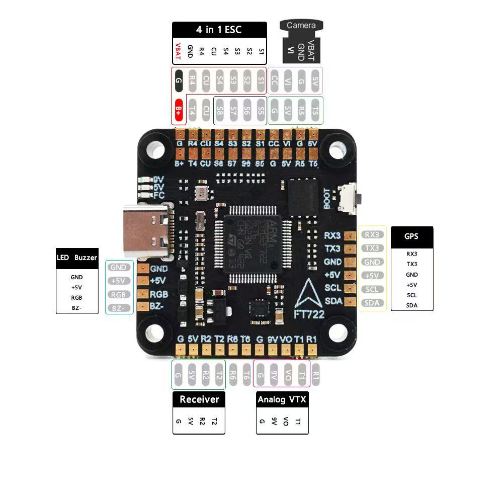 Контроллер полета F722 6S X8 F7 с регулятором скорости BLS-60A для дронов 7-10 дюймов