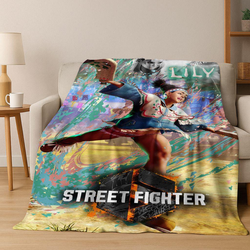 Ретро Street Fighter 6 Персонажи Игра Чун-Ли Арт Фланелевое Одеяло, Уютное Мягкое Плед для Дома Спальни Кровати Дивана Покрытие Дети