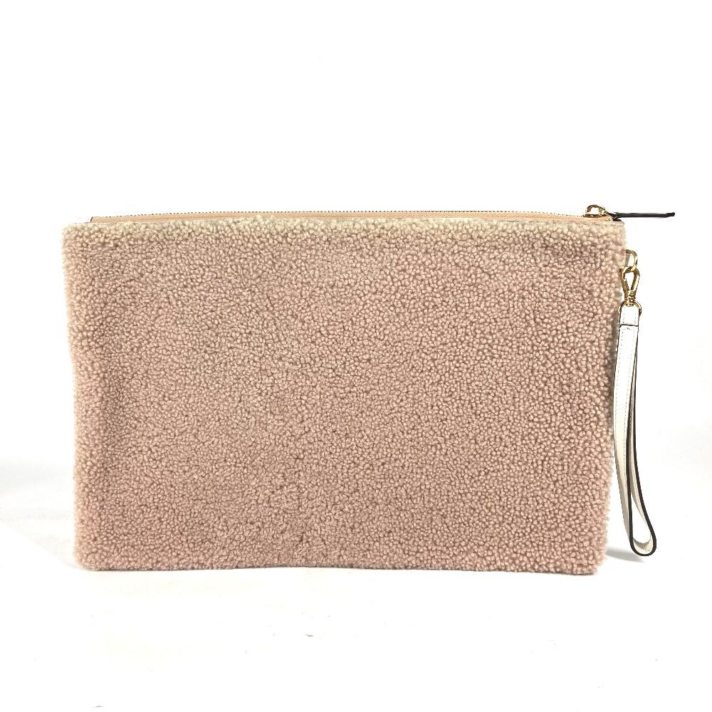 FENDI 8N0178 Mouton Logo bore Bag pouch with strap Clutch bag