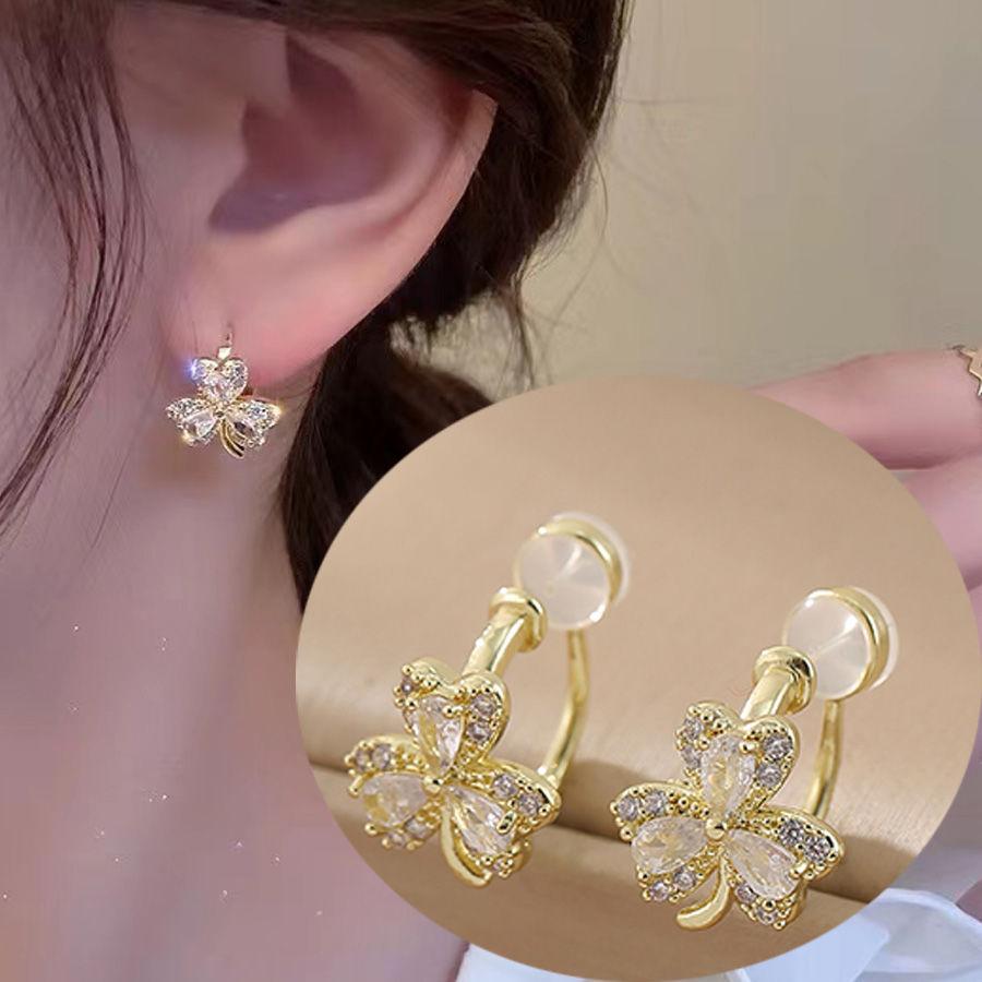Летние цветы без пирсинга, клипсы, нежные простые серьги со стразами, новые серьги