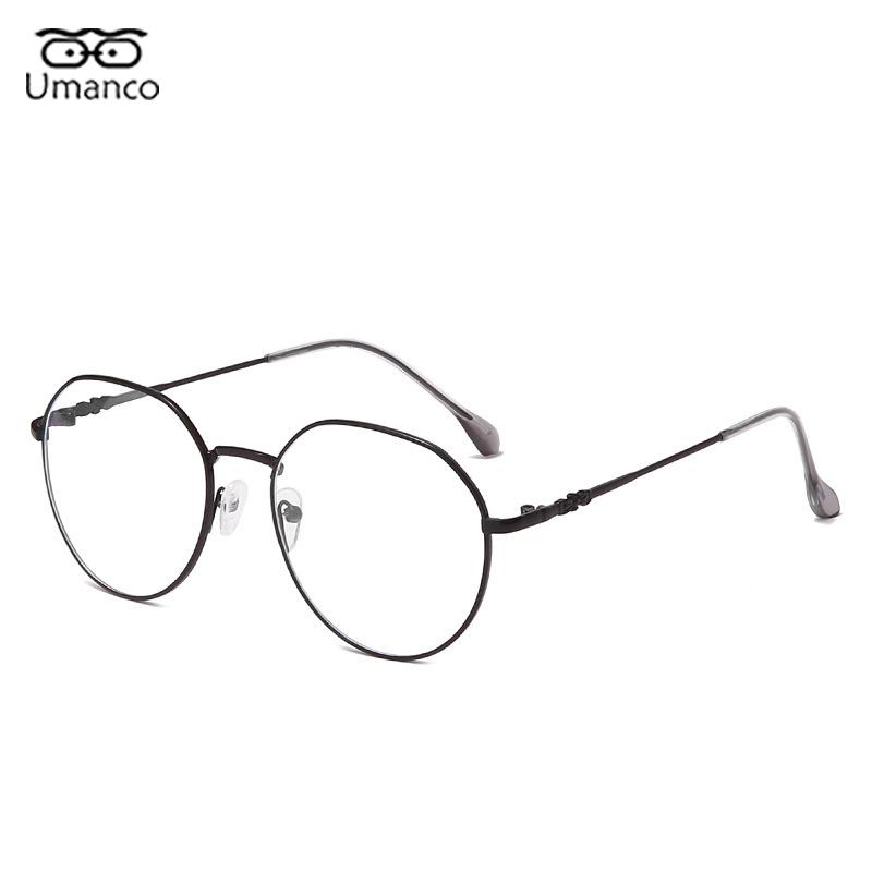 Очки унисекс для близорукости, сверхлегкие металлические очки в круглой оправе, женские и мужские очки с антисиним светом, плоские зеркальные очки-1,0 ~-6,0