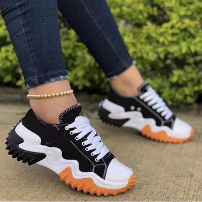 Новая дышащая вулканизированная обувь, женские повседневные кроссовки на платформе, летние парусиновые повседневные туфли с низким берцем и толстой подошвой, большие размеры