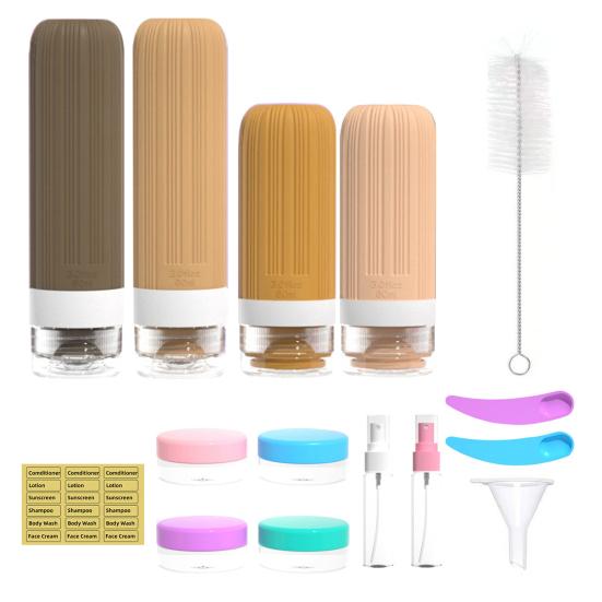 1 набор 60/90 мл силиконовых дорожных бутылочек, герметичные, многоразовые, для хранения крема для лица, лосьона, солнцезащитного крема, портативные, многоразовые, пустые емкости для туалетных принадлежностей