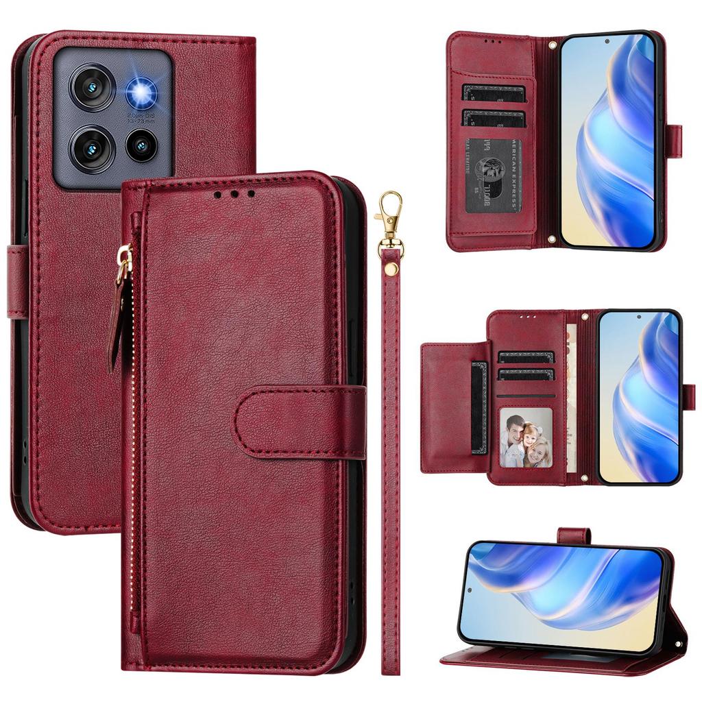 Чехол-книжка на молнии с отделениями для карт для Motorola Edge 50 Neo 5G/Moto S50 5G/Thinkphone 25 5G, кожаный чехол для телефона