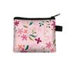 Canvas Coin Purse Floral Plaid Print Zipper Pouch Small Wallet Children Female Key Card Holder Mini Money Bag