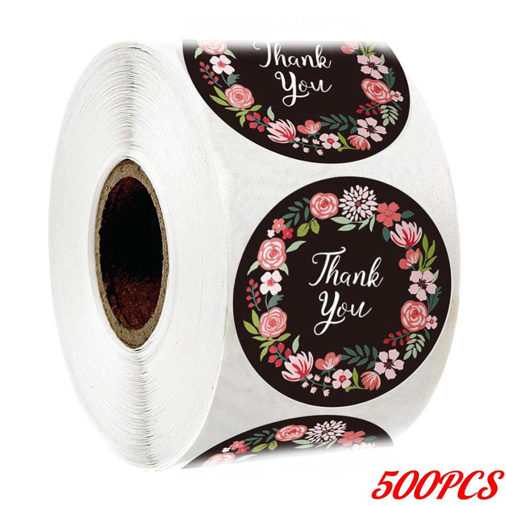 100-500PCS 1inch Round Flower Thank You Stickers Seal Labels for Gift packaging Decoration Stationery Sticker Custom Labels