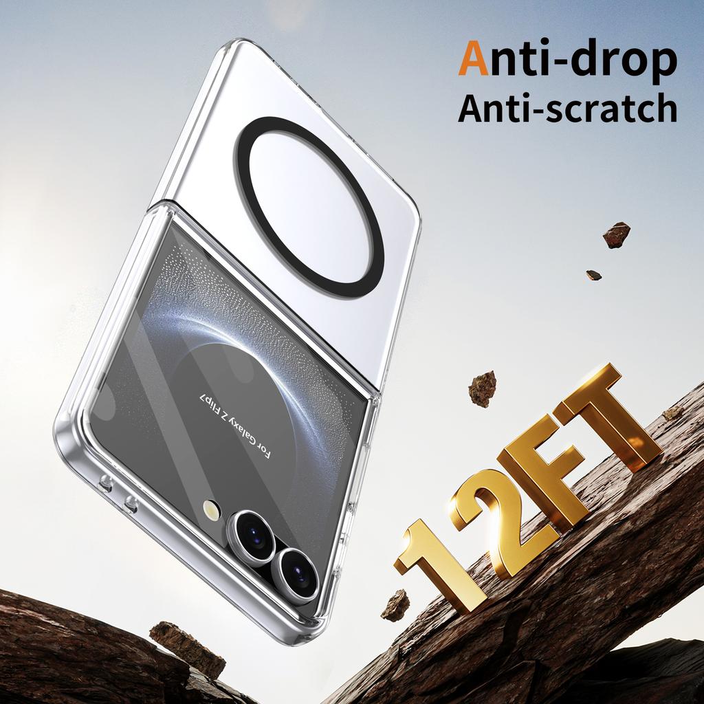 HD Прозрачный Магнитный Чехол Для Samsung Galaxy Z Flip 7 6 5 4 Кристально Чистая Крышка С Прозрачной Защитной Пленкой из Закаленного Стекла